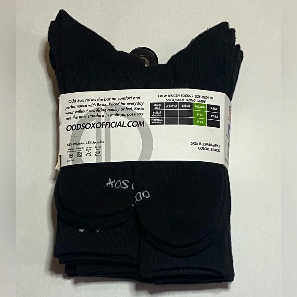ODD SOX BASIX Cushioned crew socks 6 Pack